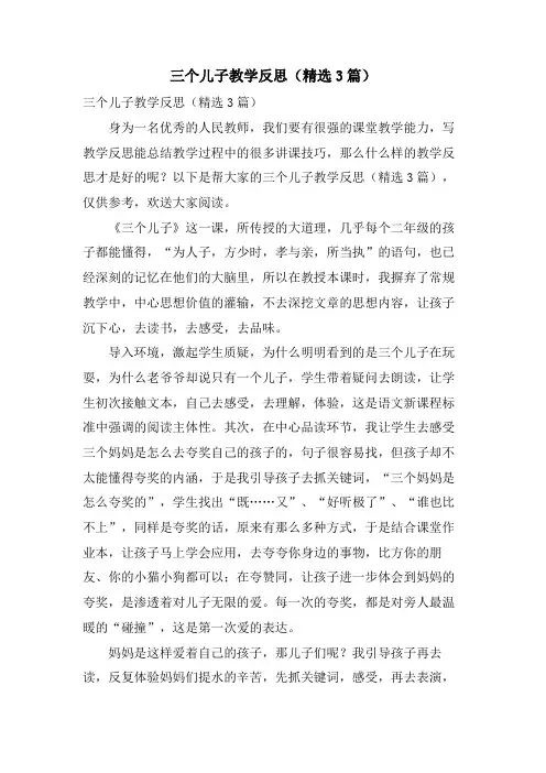 三个儿子教学反思(3篇)