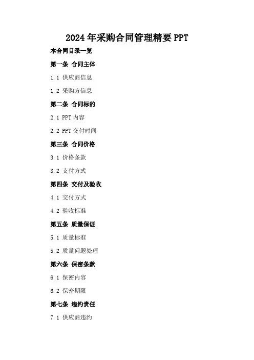 2024年采购合同管理精要PPT