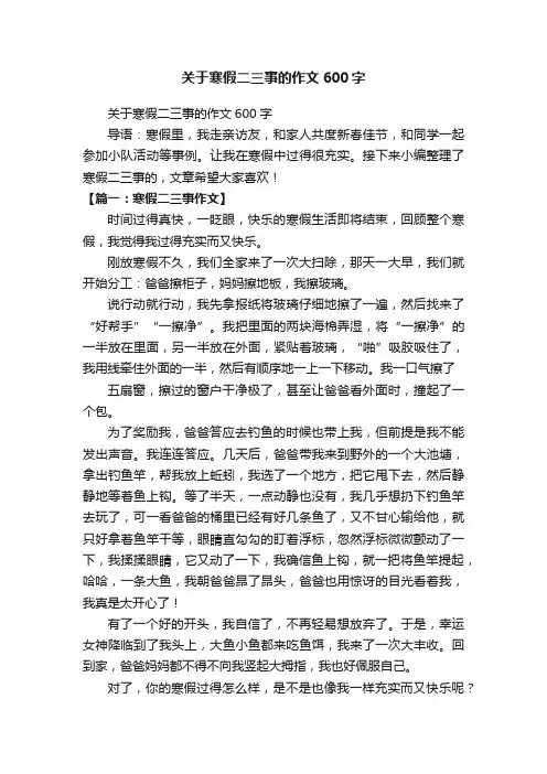 关于寒假二三事的作文600字