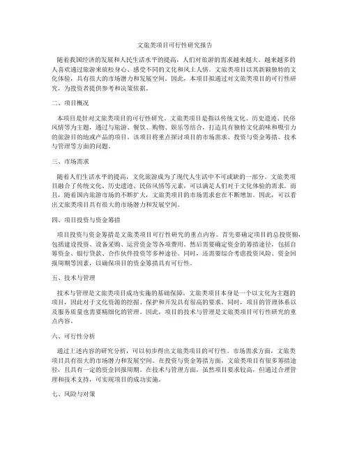 文旅类项目可行性研究报告