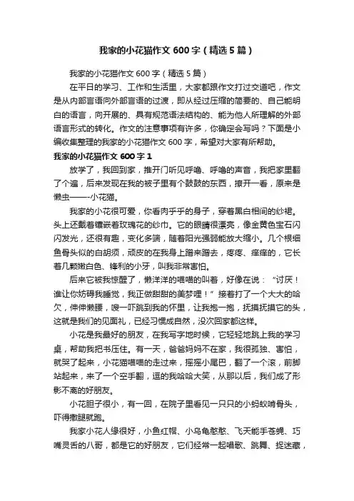 我家的小花猫作文600字（精选5篇）