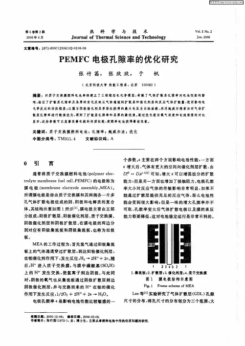 PEMFC电极孔隙率的优化研究