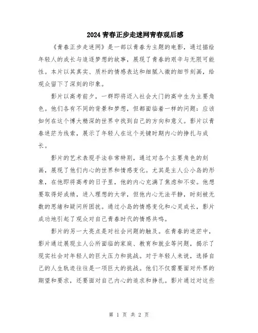 2024青春正步走迷网青春观后感