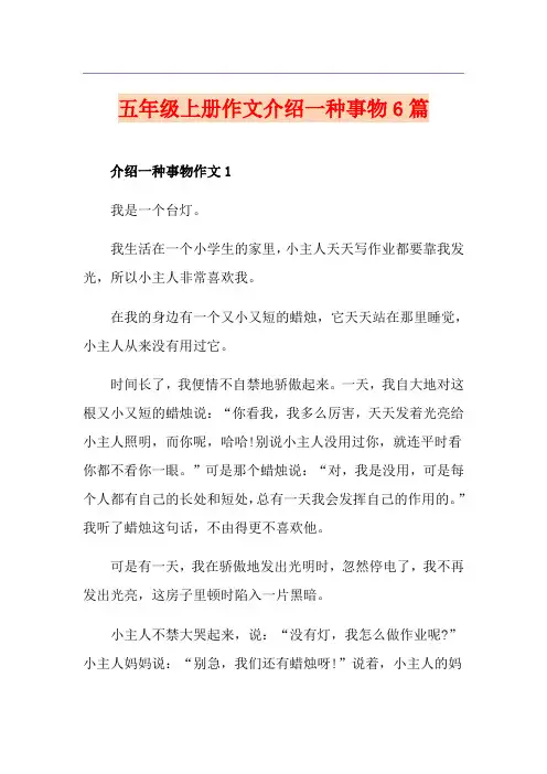 五年级上册作文介绍一种事物6篇
