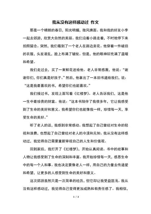 我从没有这样感动过 作文
