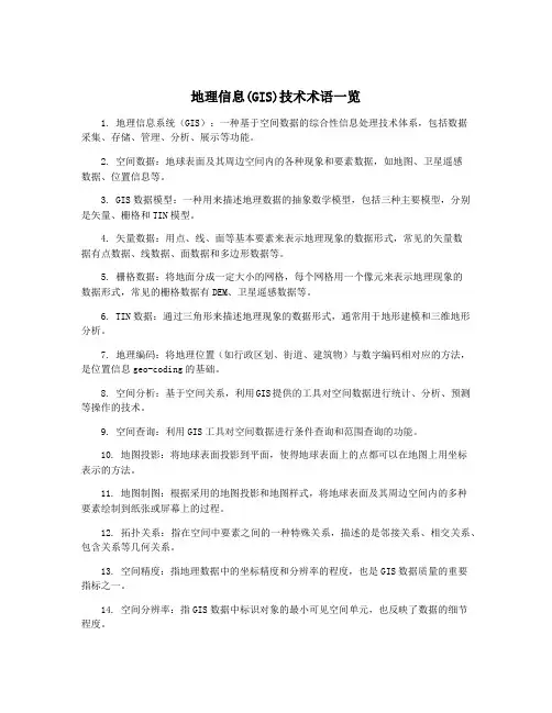 地理信息(GIS)技术术语一览
