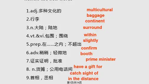 高中英语必修三unit单词PPT课件