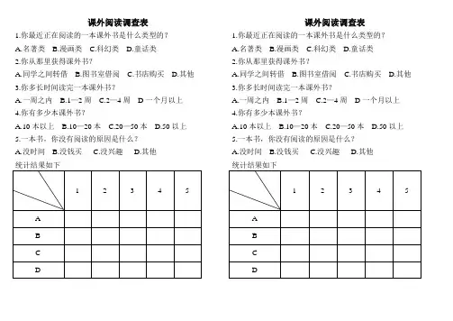 课外阅读调查表