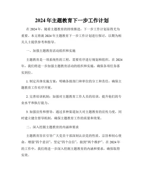 2024年主题教育下一步工作计划