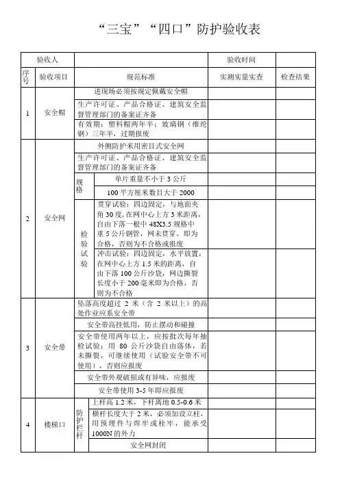 三宝四口防护验收表