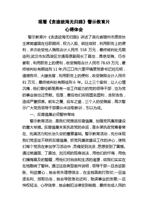 观看警示教育片心得体会