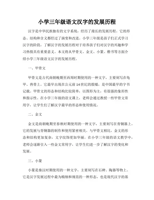 小学三年级语文汉字的发展历程