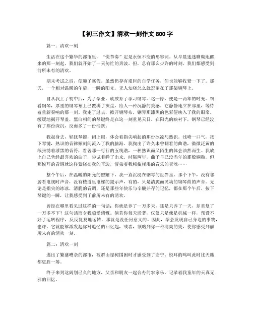【初三作文】清欢一刻作文800字