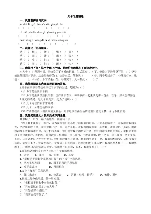 凡卡习题精选(含答案)