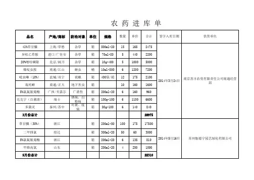 (农药)材料入库单模板