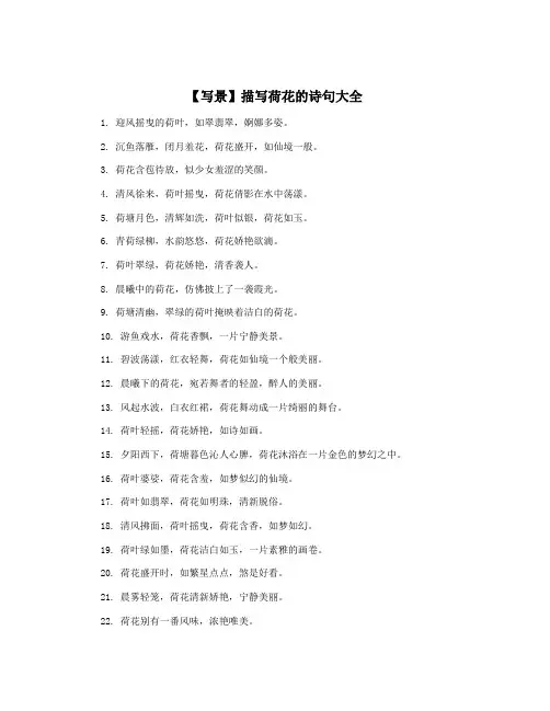 【写景】描写荷花的诗句大全