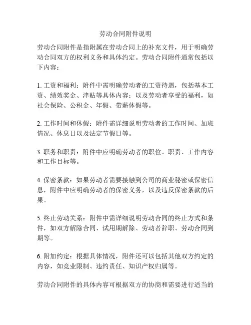 劳动合同附件说明