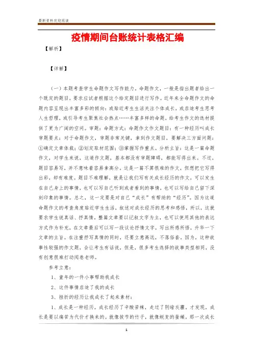 疫情期间台账统计表格汇编