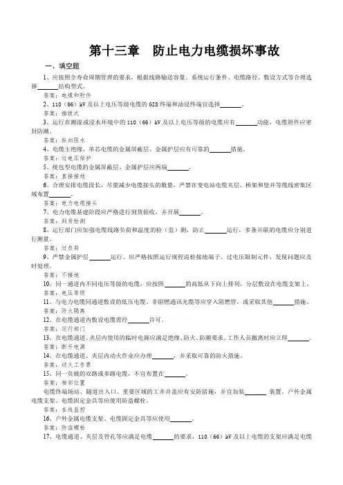 13 防止电力电缆损坏事故