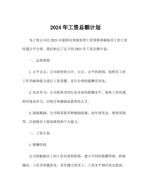 2024年工资总额计划