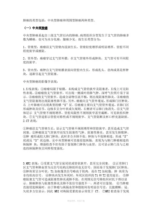 肺癌的分类及影像学鉴别诊断