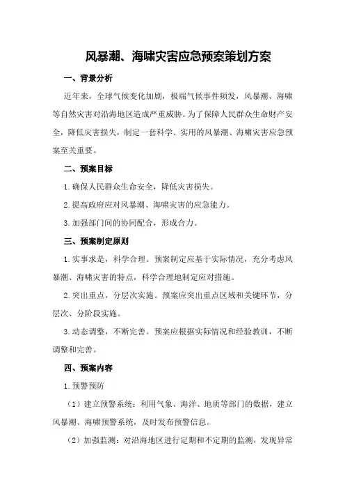 风暴潮、海啸灾害应急预案策划方案