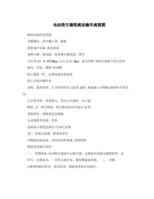 电动吸引器吸痰法操作流程图