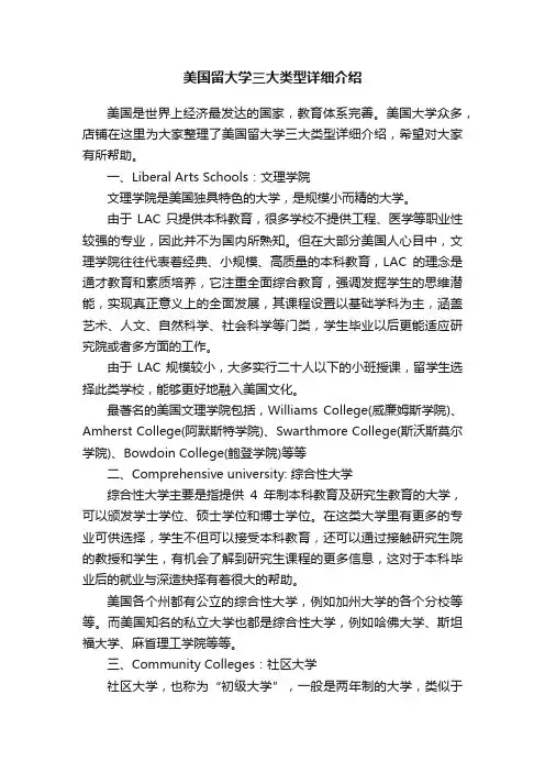 美国留大学三大类型详细介绍