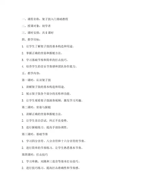 架子鼓教学讲课教案模板