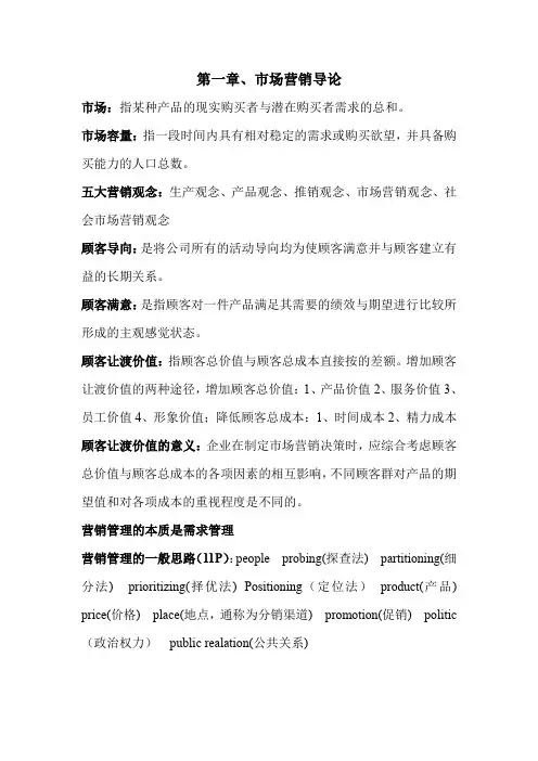 市场营销学期末考试要点整理.doc