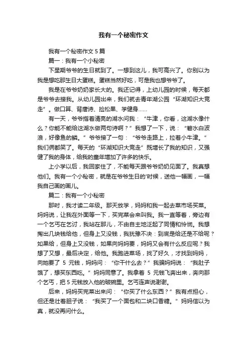 我有一个秘密作文5篇