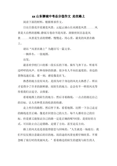 xx山东聊城中考满分作文 走在路上