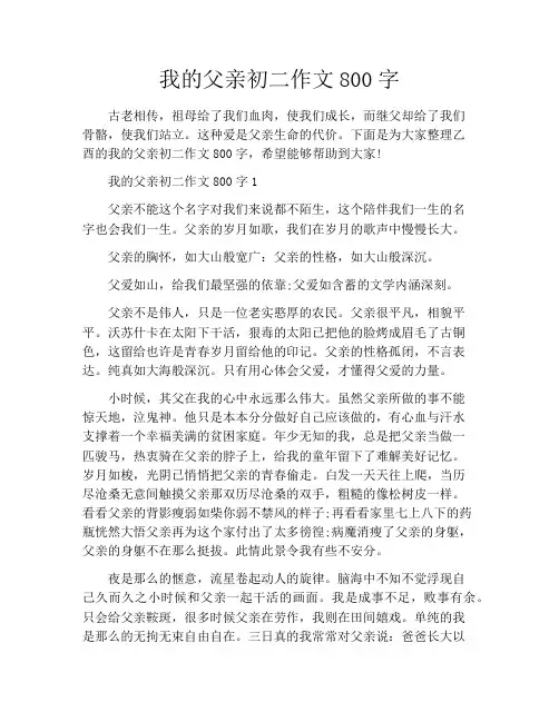 我的父亲初二作文800字