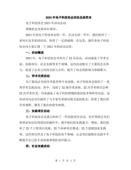 2024年电子科技协会活动总结范本