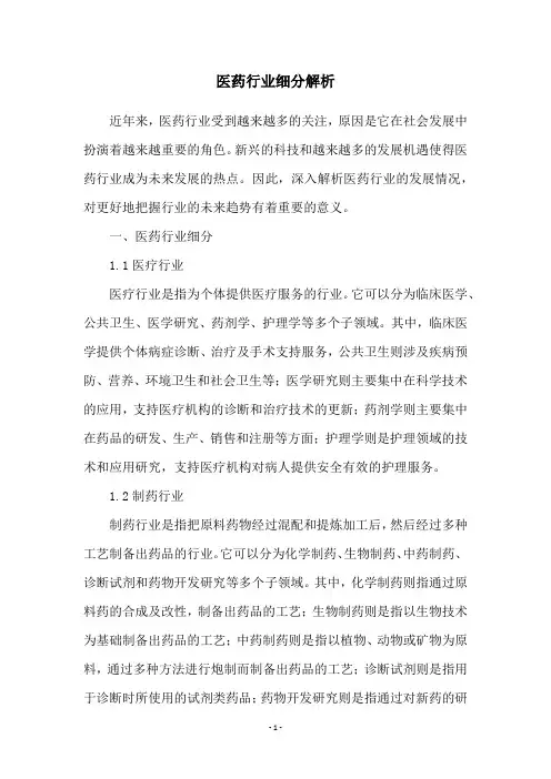 医药行业细分解析