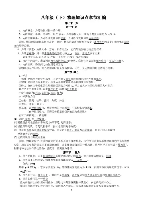 新人教版八年级下册物理知识点梳理 3