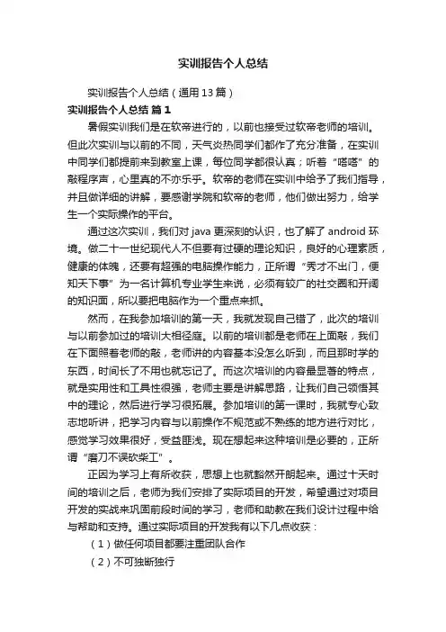 实训报告个人总结