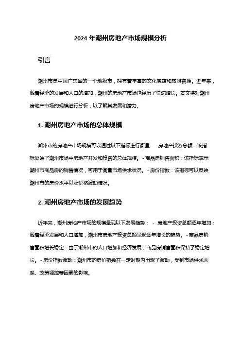 2024年潮州房地产市场规模分析