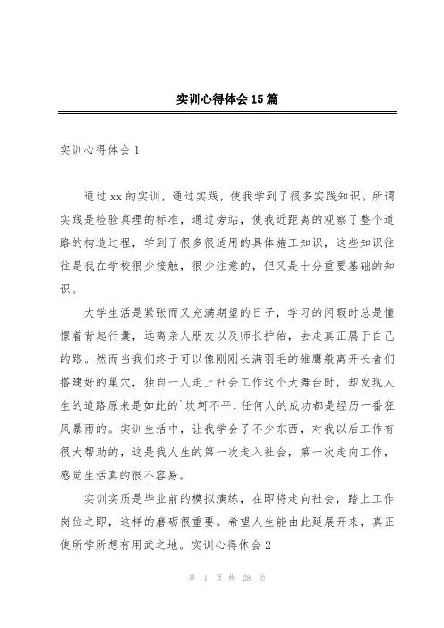 实训心得体会15篇