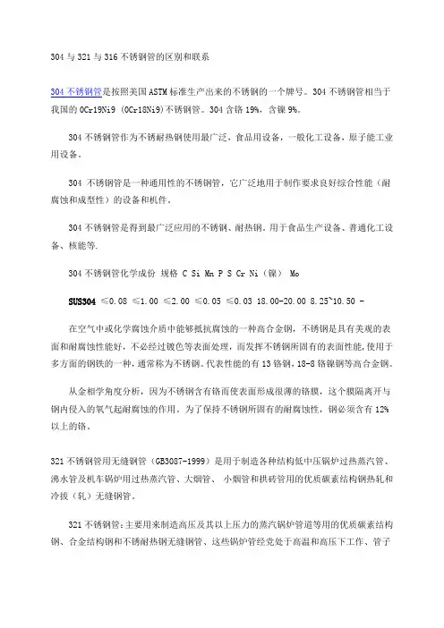 304与321与316不锈钢管的区别和联系