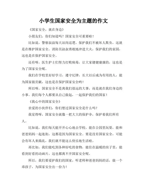 小学生国家安全为主题的作文