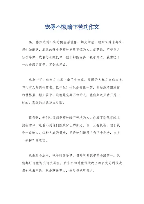 宠辱不惊,暗下苦功作文