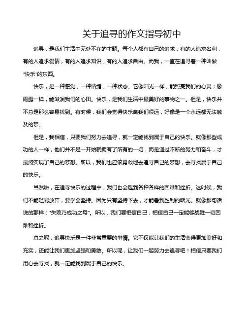 关于追寻的作文指导初中