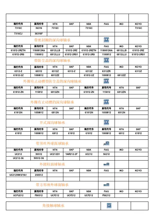 轴承新旧中外对照表