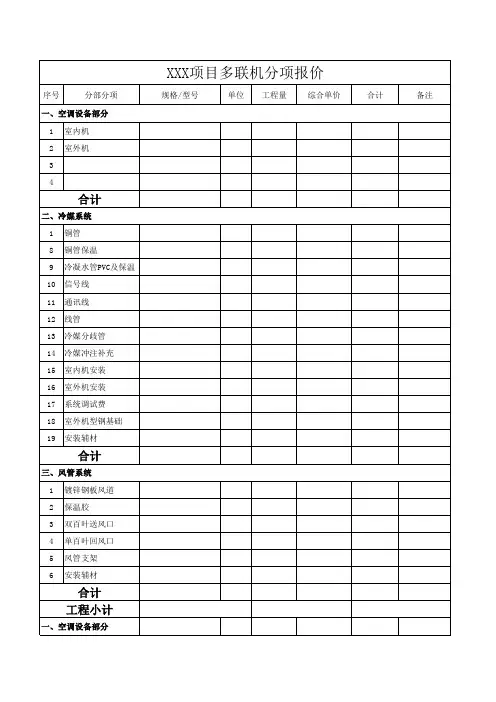 多联机报价模板
