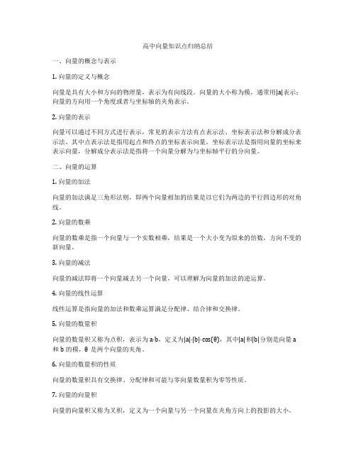 高中向量知识点归纳总结