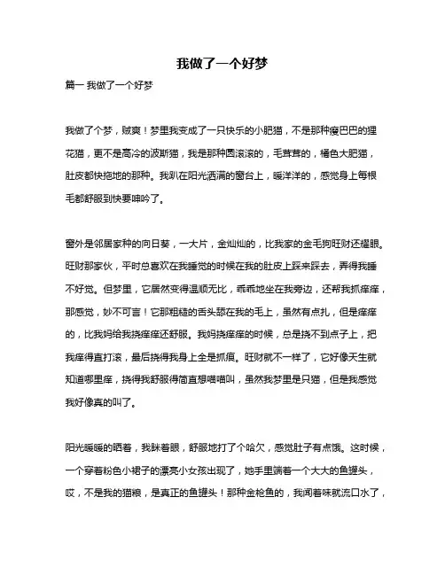 作文《我做了一个好梦》