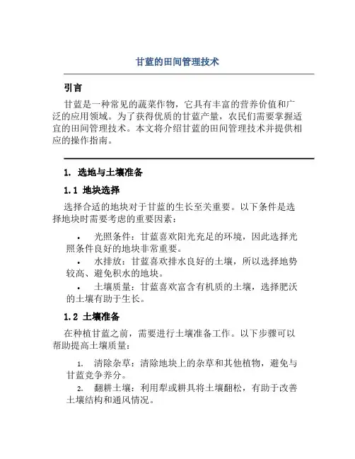 甘蓝的田间管理技术