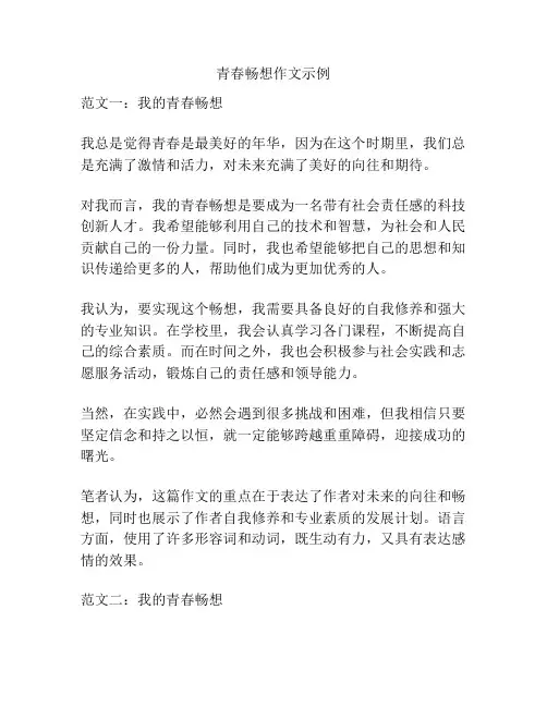 青春畅想作文示例