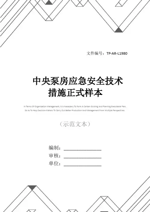 中央泵房应急安全技术措施正式样本